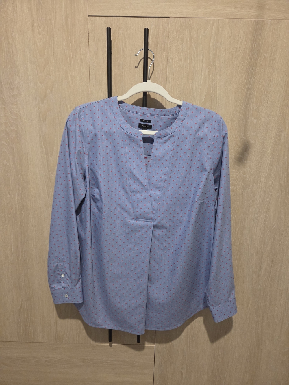 Talbots Tunic Top Light Blue Dot-Print Womens Shirt Medium